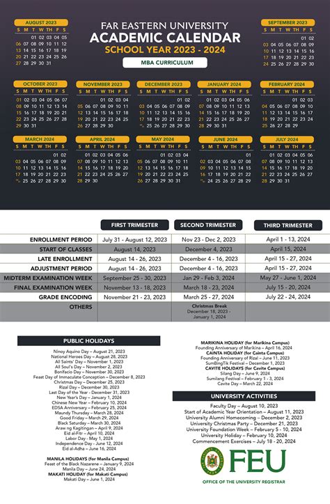 feu calendar|Academic Calendars • Far Eastern University.